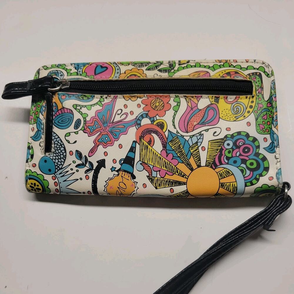 Wallet iPhone ID Holder Doodle Rebel Multi Color Hand Clutch Wristlet Y2K